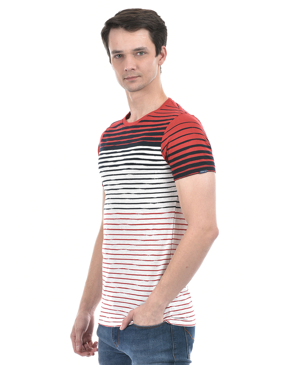 Numero Uno Men Striped White T-Shirt